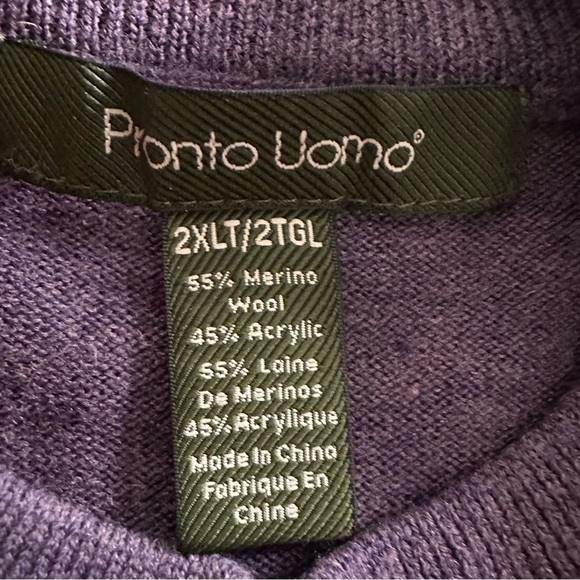 Pronto Uomo Merino Wool Sweater 2XL Italian Eggplant - Picture 7 of 7